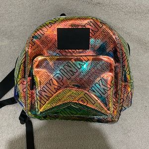 PINK iridescent mini backpack